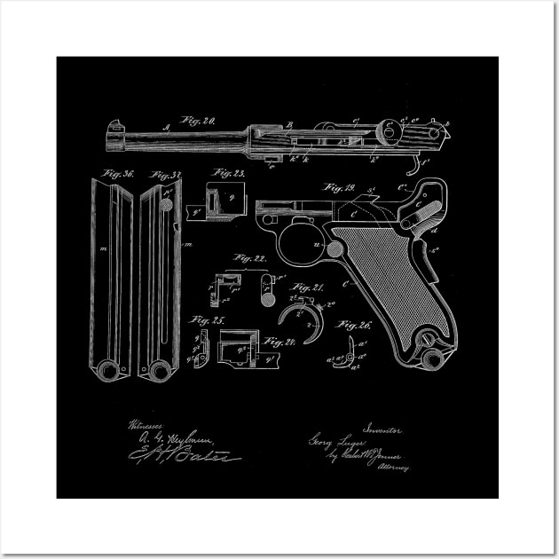 recoil loading small arms Vintage Patent Drawing Wall Art by TheYoungDesigns